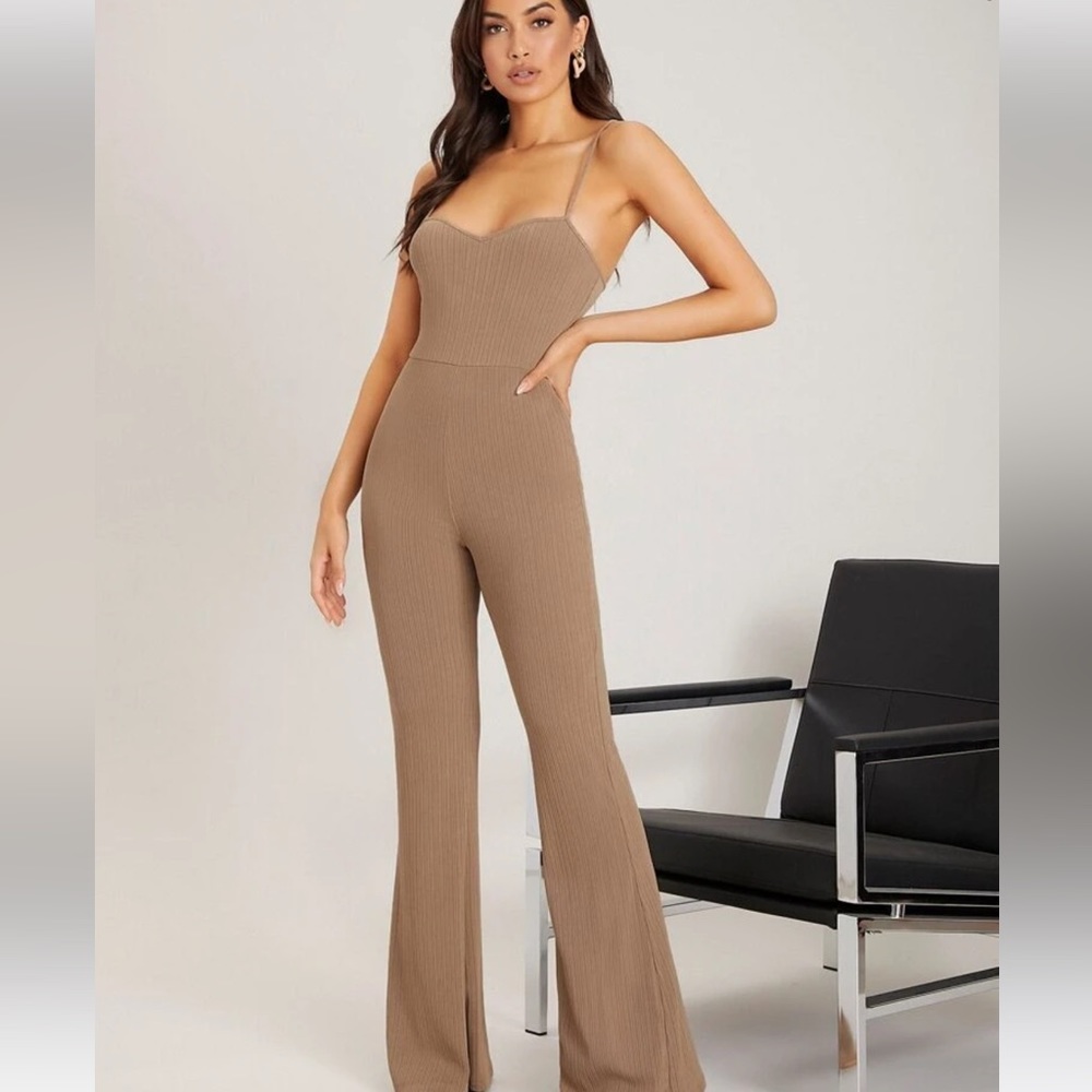 Shein Belle Open Back Solid Cami Jumpsuit - image 3